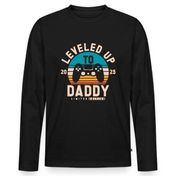 Promu au rang de Papa 2025 - T-shirt manches longues Premium bio Homme - noir - Devant - Nico (187cm)
