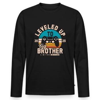 Promu grand frère en 2025 - T-shirt manches longues Premium bio Homme - noir - Devant - Nico (187cm)