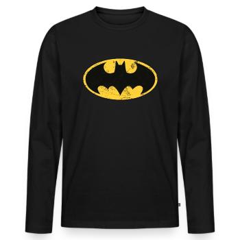 DC Comics Batman Logo Used Look - Men's Premium Organic Long Sleeve Shirt - black - Front - Nico (187cm)