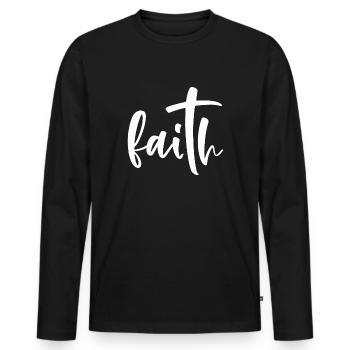 foi - T-shirt manches longues Premium bio Homme - noir - Devant - Nico (187cm)