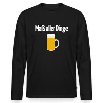 Maß aller Dinge - Männer Premium Bio Langarmshirt - Schwarz - Vorne - Nico (187cm)