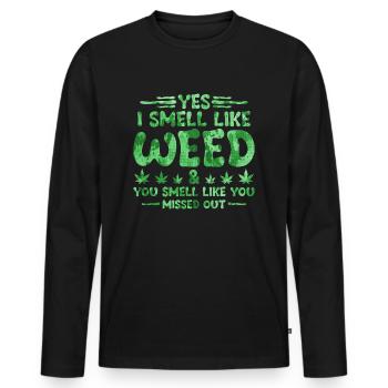Weed Smell Zitat - Männer Premium Bio Langarmshirt - Schwarz - Vorne - Nico (187cm)