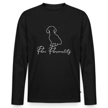 Teckel personnalité pure - J’aime le teckel - T-shirt manches longues Premium bio Homme - noir - Devant - Nico (187cm)