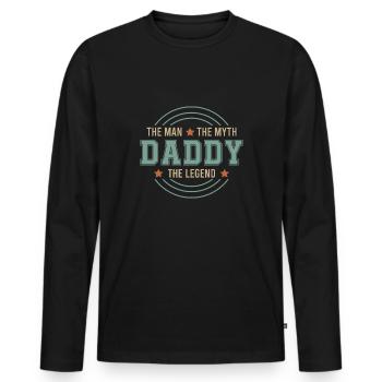 Papa Sprüche und Witze - Mein Vater der Superheld - Männer Premium Bio Langarmshirt - Schwarz - Vorne - Nico (187cm)