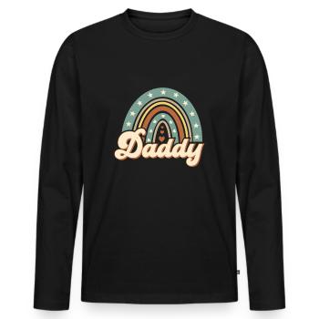 Papa Sprüche und Witze - Mein Vater der Superheld - Männer Premium Bio Langarmshirt - Schwarz - Vorne - Nico (187cm)