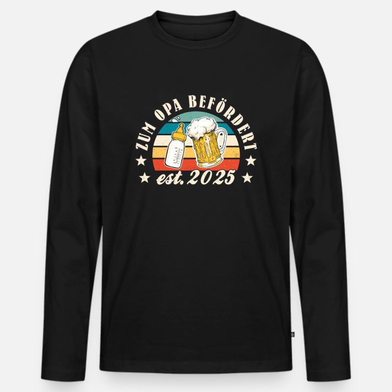 Opa werden Zum Opa befördert 2025 Geschenkidee - Männer Premium Bio Langarmshirt - Schwarz