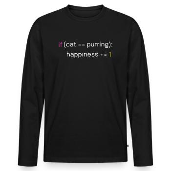 Conception de chat et de codage - T-shirt manches longues Premium bio Homme - noir - Devant - Nico (187cm)