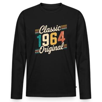 Classique 1964 Original - 61e anniversaire - T-shirt manches longues Premium bio Homme - noir - Devant - Nico (187cm)