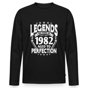 Né en 1982 Année de naissance Cadeau d’anniversaire - T-shirt manches longues Premium bio Homme - noir - Devant - Nico (187cm)