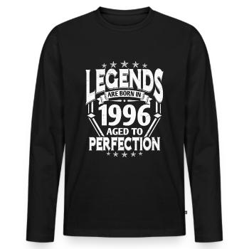 Né en 1996 Année de naissance Cadeau d’anniversaire - T-shirt manches longues Premium bio Homme - noir - Devant - Nico (187cm)