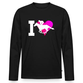 Équitation Équitation Équitation Hunting Dressour - T-shirt manches longues Premium bio Homme - noir - Devant - Nico (187cm)