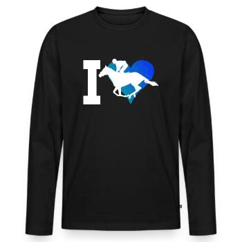 Course Équitation Chasse Équitation Équitation - T-shirt manches longues Premium bio Homme - noir - Devant - Nico (187cm)