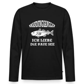 Brandungsangeln Angeln Fishing Fischfang Geschenk - Männer Premium Bio Langarmshirt - Schwarz - Vorne - Nico (187cm)