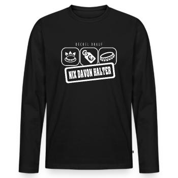 Gaspreis Deckel Nix von Halter - Männer Premium Bio Langarmshirt - Schwarz - Vorne - Nico (187cm)
