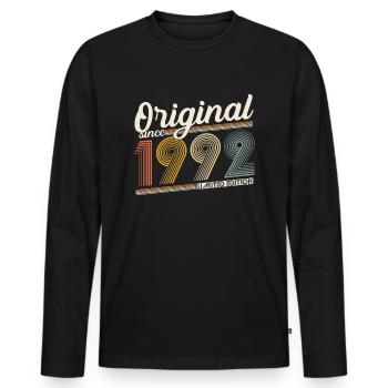 1992 Original Jahrgang Vintage Geburtstag Retro - Männer Premium Bio Langarmshirt - Schwarz - Vorne - Nico (187cm)