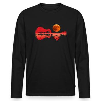 Guitar Nature Lake Shadow Guitar Design - T-shirt manches longues Premium bio Homme - noir - Devant - Nico (187cm)
