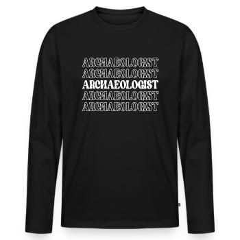 Archéologue Historien Antiquaire Érudit - T-shirt manches longues Premium bio Homme - noir - Devant - Nico (187cm)