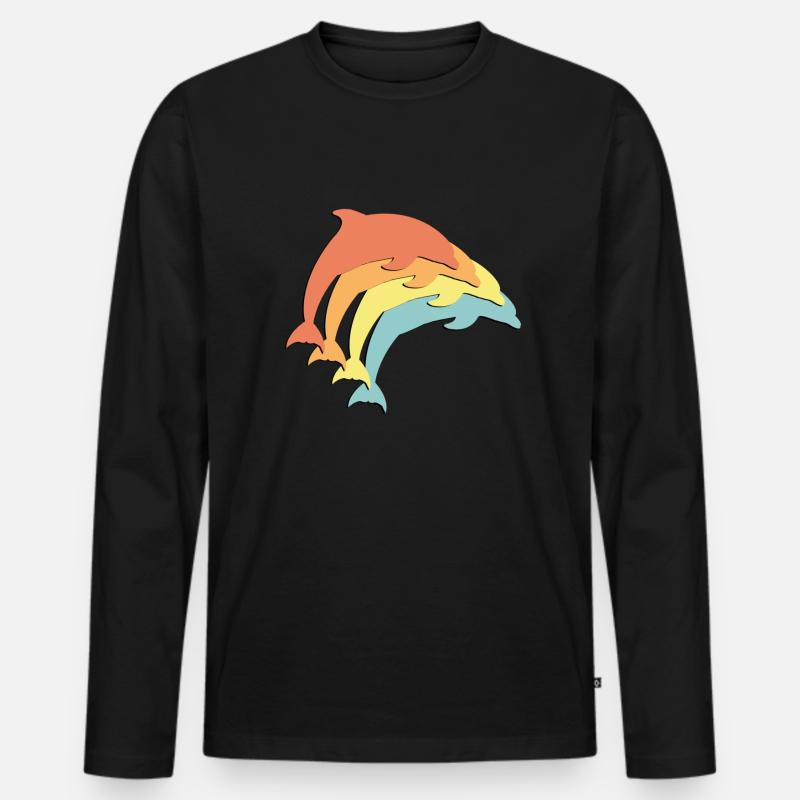Delfine Delfin Dolphin - Männer Premium Bio Langarmshirt - Schwarz