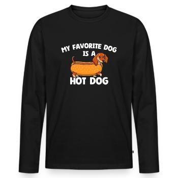 My Favorite Dog Is A Hot Dog - Men's Premium Organic Long Sleeve Shirt - black - Front - Nico (187cm)
