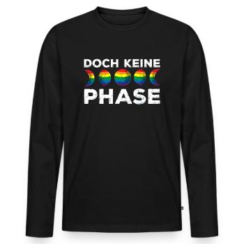 Mondphase Regenbogenflagge Pride Month Geschenk - Männer Premium Bio Langarmshirt - Schwarz - Vorne - Nico (187cm)