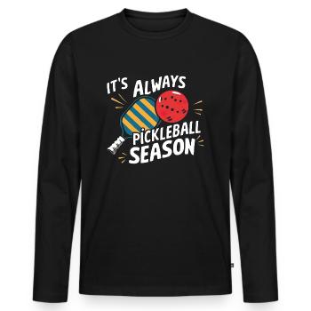 It's Always Pickleball Season - Men's Premium Organic Long Sleeve Shirt - black - Front - Nico (187cm)