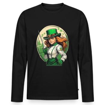 Clôture Trèfle de la Saint-Patrick - T-shirt manches longues Premium bio Homme - noir - Devant - Nico (187cm)