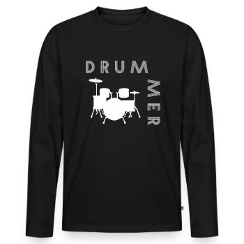 Drummer Drums Drummer Gift - Men's Premium Organic Long Sleeve Shirt - black - Front - Nico (187cm)