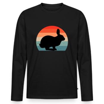 Lapin Lapin Lapin Lapin rétro Design Cadeau - T-shirt manches longues Premium bio Homme - noir - Devant - Nico (187cm)