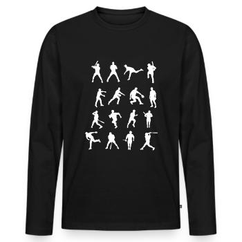 Cadeau de joueur de baseball et de baseball - T-shirt manches longues Premium bio Homme - noir - Devant - Nico (187cm)