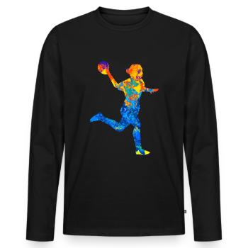 HandballEur Handballeur Handballeur Joueur de Handball Joueur - T-shirt manches longues Premium bio Homme - noir - Devant - Nico (187cm)