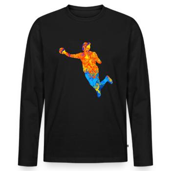 HandballEur Handballeur Handballeur Joueur de Handball Joueur - T-shirt manches longues Premium bio Homme - noir - Devant - Nico (187cm)