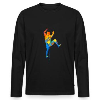 Bouldern Kletterer Klettern Boulder Kletterwand - Männer Premium Bio Langarmshirt - Schwarz - Vorne - Nico (187cm)