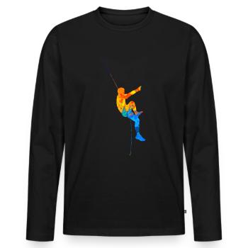 Bouldern Boulder Klettern Kletterer Kletterwand - Männer Premium Bio Langarmshirt - Schwarz - Vorne - Nico (187cm)