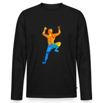 Escalade de bloc Grimpeur Boulderer Boulderer - T-shirt manches longues Premium bio Homme - noir - Devant - Nico (187cm)