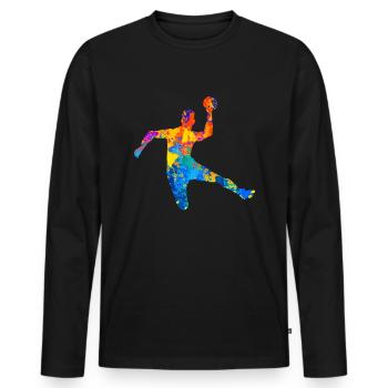 Handball HandballEur HandballEur HandballEur Handball Club - T-shirt manches longues Premium bio Homme - noir - Devant - Nico (187cm)