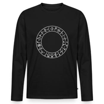 Runes Mythologie nordique Viking Norsemen - T-shirt manches longues Premium bio Homme - noir - Devant - Nico (187cm)