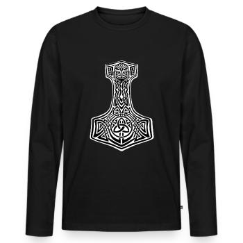 Thor Hammer Thor's Mjolnir Gift - Men's Premium Organic Long Sleeve Shirt - black - Front - Nico (187cm)