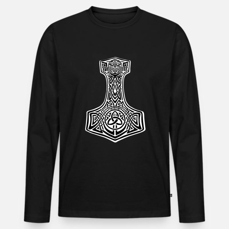 Thor Hammer Thors Mjolnir Geschenk - Männer Premium Bio Langarmshirt - Schwarz