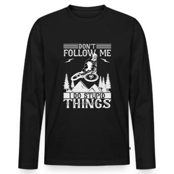 VTT VTT VTT Descente - T-shirt manches longues Premium bio Homme - noir - Devant - Nico (187cm)