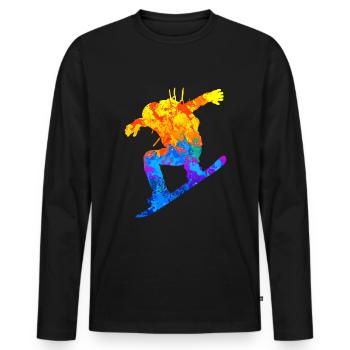 Snowboard Snowboard Snowboarder Sports d’hiver - T-shirt manches longues Premium bio Homme - noir - Devant - Nico (187cm)