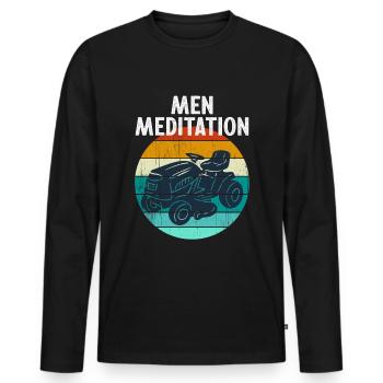 HOMMES MÉDITATION drôle tracteur de pelouse de tonte de pelouse - T-shirt manches longues Premium bio Homme - noir - Devant - Nico (187cm)
