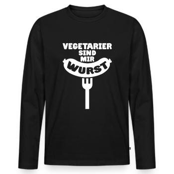 Vegetarier sind mir Wurst Fleischesser Geschenk - Männer Premium Bio Langarmshirt - Schwarz - Vorne - Nico (187cm)