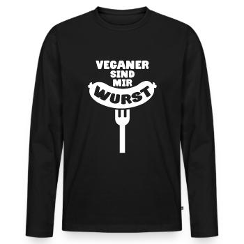 Veganer sind mir Wurst Fleischesser Geschenk - Männer Premium Bio Langarmshirt - Schwarz - Vorne - Nico (187cm)