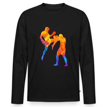 Kickboxing Boxe thaïlandaise MMA Krav Maga - T-shirt manches longues Premium bio Homme - noir - Devant - Nico (187cm)