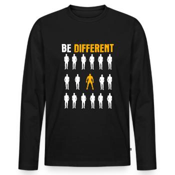 Gym Musculation Entraînement rétro drôle - T-shirt manches longues Premium bio Homme - noir - Devant - Nico (187cm)