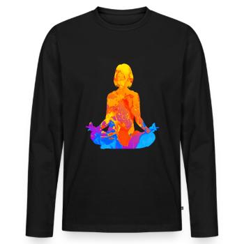 Meditation Meditieren Yoga Frauen Entspannung - Männer Premium Bio Langarmshirt - Schwarz - Vorne - Nico (187cm)