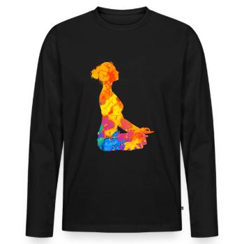 Méditation Méditation Yoga Femmes Relaxation - T-shirt manches longues Premium bio Homme - noir - Devant - Nico (187cm)