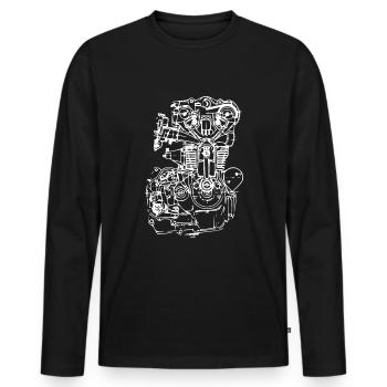 Motor Zeichnung KFZ Mechatroniker Auto Schrauber - Männer Premium Bio Langarmshirt - Schwarz - Vorne - Nico (187cm)