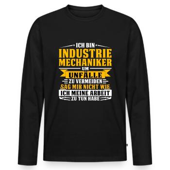 Mécanicien industriel drôle de dicton salaire horaire - T-shirt manches longues Premium bio Homme - noir - Devant - Nico (187cm)