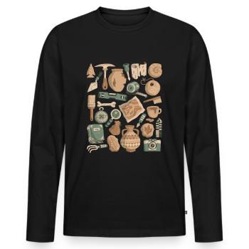 Archaeology - Men's Premium Organic Long Sleeve Shirt - black - Front - Nico (187cm)
